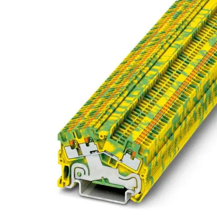 Produktfoto 1 von Phoenix Contact PTS 1.5/S-TWIN-PE Schutzleiterklemme 1 Gelb, Grün, 0.14mm², 1.5 mm², 6kV Einsteck-Anschluss IECEx/ATEX