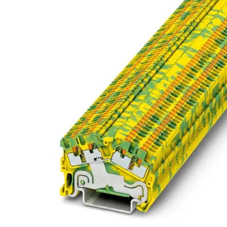 Produktfoto 1 von Phoenix Contact PTS 1.5/S-QUATTRO-PE Schutzleiterklemme 1 Grün, Gelb, 0.14mm², 1.5 mm² Einsteck-Anschluss ATEX, IECEx