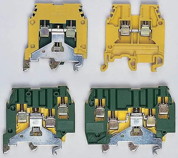 Produktfoto 1 von Entrelec SNA Schutzleiterklemme 1 Grün, Gelb, 2.5 mm², 800 V ac Schraubbefestigung