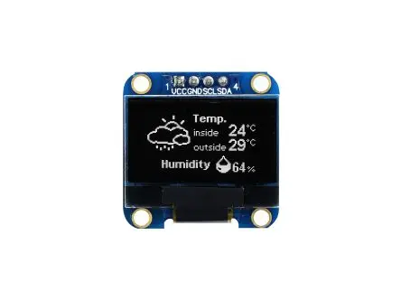 Produktfoto 1 von Midas 0.96 Zoll Weiß OLED-Display 128 x 64 Pixel, 21.74 x 10.86 mm Passiv-Matrix COB I2C