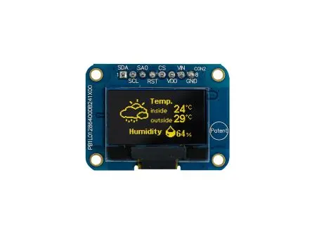 Produktfoto 1 von Midas 0.96 Zoll Gelb OLED-Display 128 x 64 Pixel, 21.74 x 10.86 mm Passiv-Matrix COB I2C