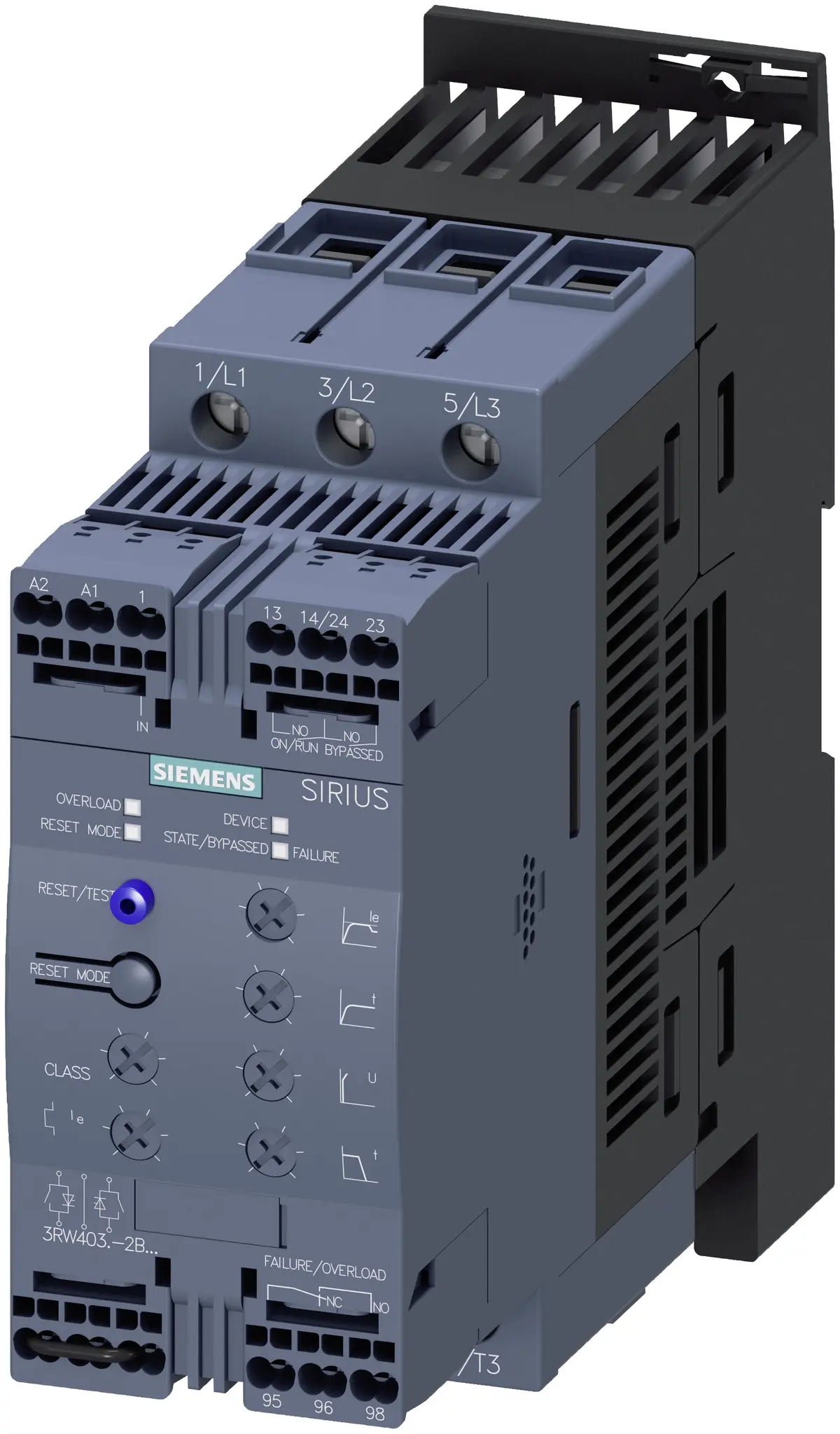 Produktfoto 1 von Siemens SIRIUS 3RW 3RW40 Sanftstarter 3-phasig 22 kW, 480 V AC / 45 A