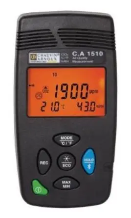 Produktfoto 1 von Chauvin Arnoux CA1510 Datenloggerfunktion LCD Luftqualitätsüberwachung 60 °C, CO2 bis 5000 ppm, bis 60 °C,
