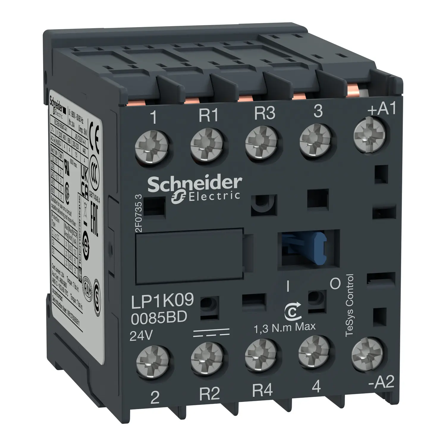 Produktfoto 1 von Schneider Electric TeSys K Leistungsschütz 24 V-Spule, 4 -polig / 20 A 2 Schließer + 2 Öffner