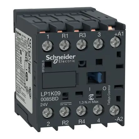 Produktfoto 1 von Schneider Electric TeSyS K Schütz 24V-Spule, 4-polig / 20 A 1.15V 3 W 2 Schließer/2 Öffner Motorsteuerung,