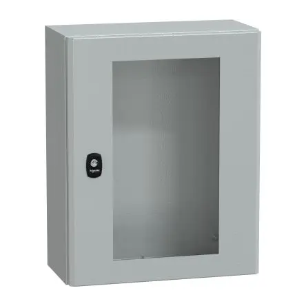 Produktfoto 1 von Schneider Electric PanelSeT S3D Stahl Wandanschlusskasten Grau IP66 Transparente Tür, HxBxT 500 mm, 400 mm x 200 mm