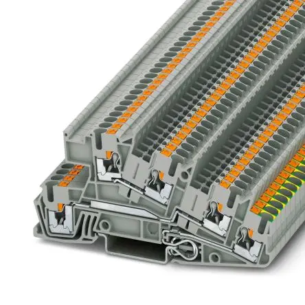 Produktfoto 1 von Phoenix Contact Schutzleiterklemme, DIN-Hutschiene, 5-polig, 12AWG, 4mm² Einsteck-Anschluss, Grau Polyamid