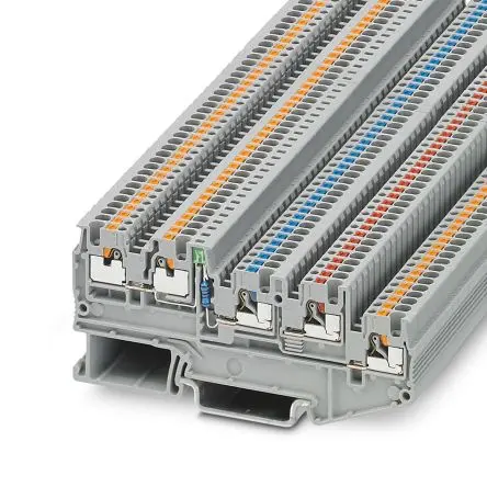 Produktfoto 1 von Phoenix Contact PTIO 1 Anschlussklemmenblock DIN-Schiene 4 Grau, 0.14mm², 1.5 mm², 250V Einsteck-Anschluss