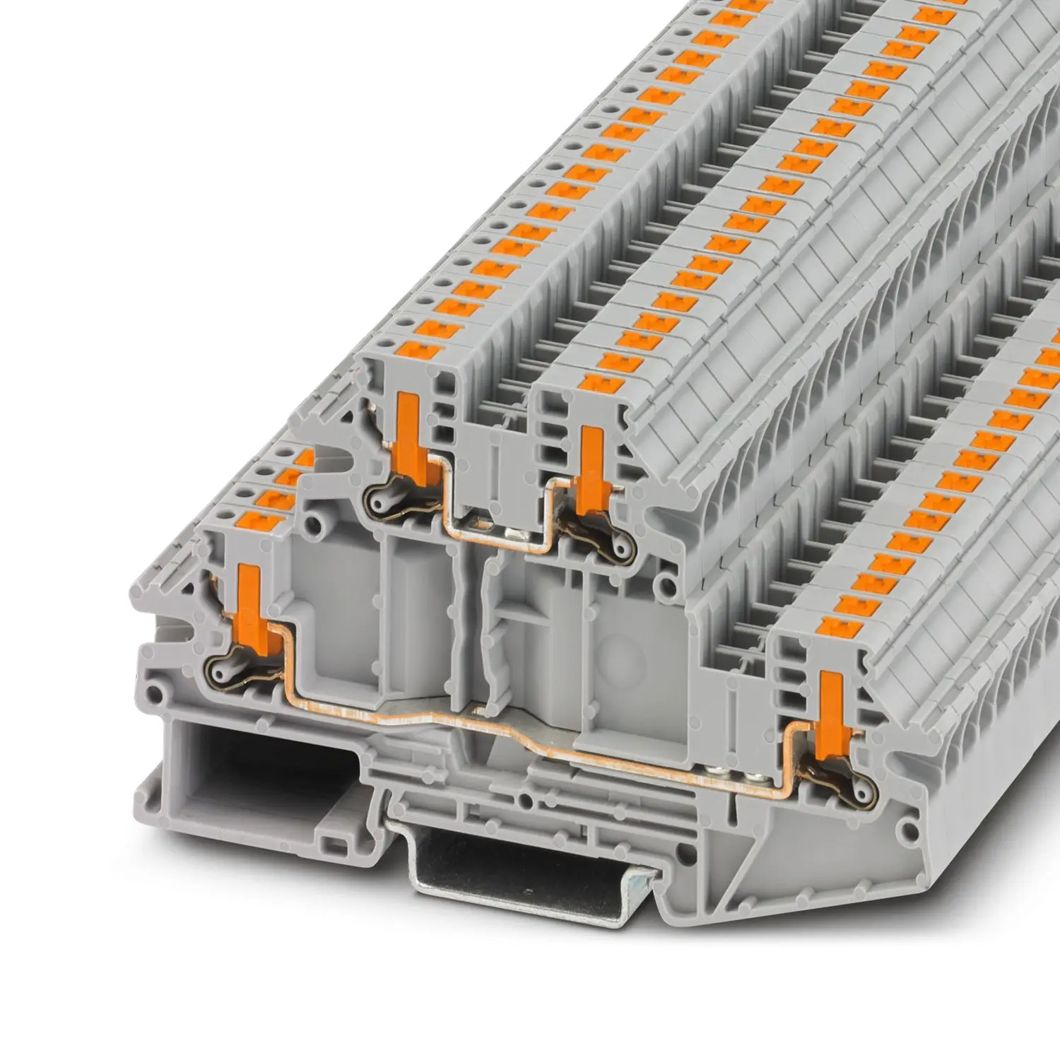 Produktfoto 1 von Phoenix Contact PTV Doppelstock Reihenklemmen 2 Grau, 0.14 to 4 mm², 400 V Einsteck-Anschluss