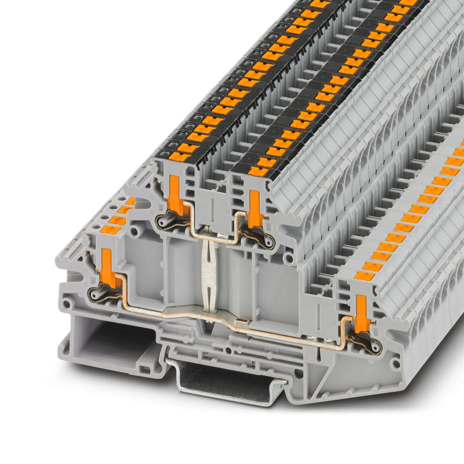 Produktfoto 1 von Phoenix Contact PTV Doppelstock Reihenklemmen 2 Grau, 0.14 to 4 mm², 400 V Einsteck-Anschluss ATEX, IECEx