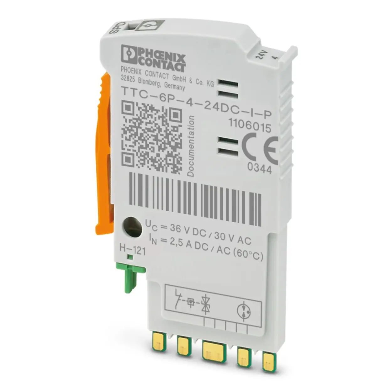 Produktfoto 1 von Phoenix Contact, Industrie-Überspannungsableiter, 1-phasig, 36 V Sockelelement TTC-6P