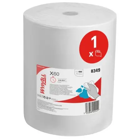 Produktfoto 1 von WYPALL X60 General Clean Multi-task Cleaning Cloths 8349 Lappen für Allgemeine Reinigung Rolle Trocken 650 pro Paket