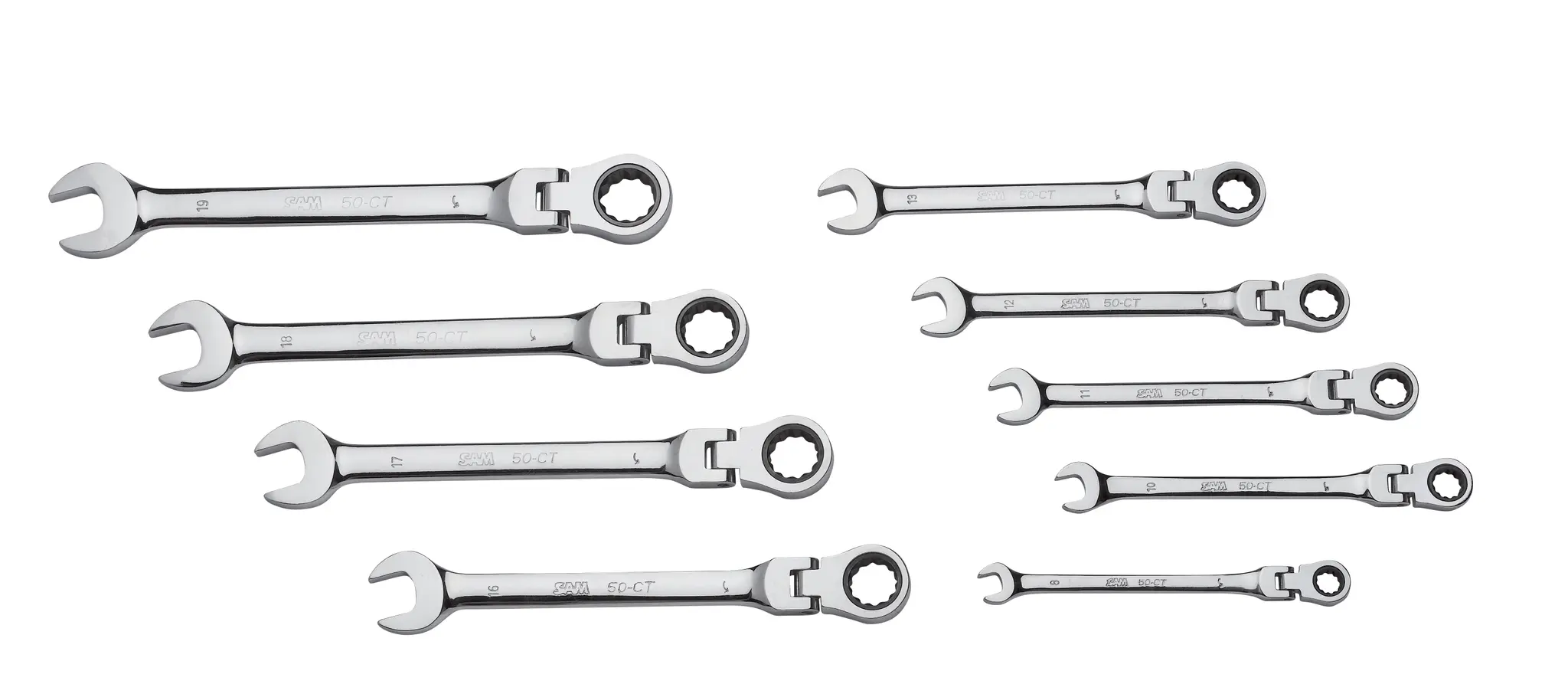 Produktfoto 1 von SAM Gabel‑Ring Ratschenschlüssel Satz Gabel‑Ring Ratschenschlüssel Satz, 9-teilig 8 To 19 mm
