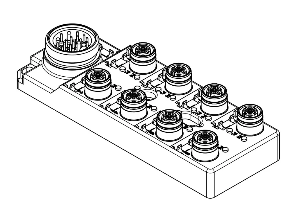 Produktfoto 1 von Brad from Molex 120119 Sensor-Box 8 Anschlüsse 5 Auslässe M12