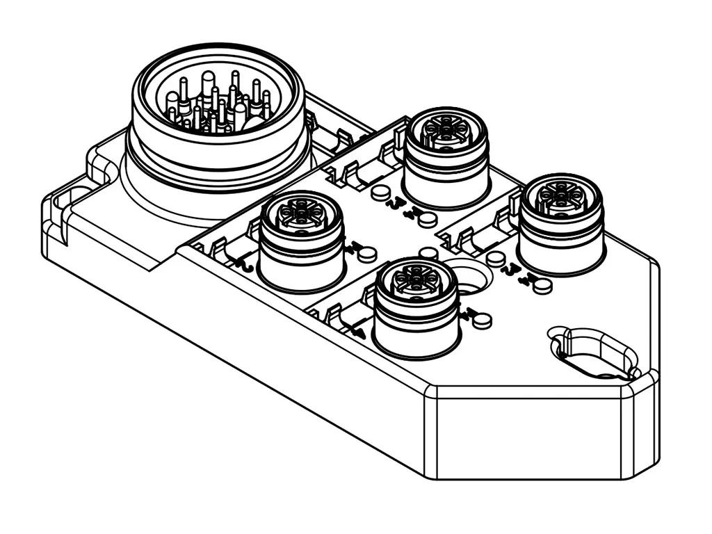 Produktfoto 1 von Brad from Molex 120119 Sensor-Box 4 Anschlüsse 5 Auslässe M12