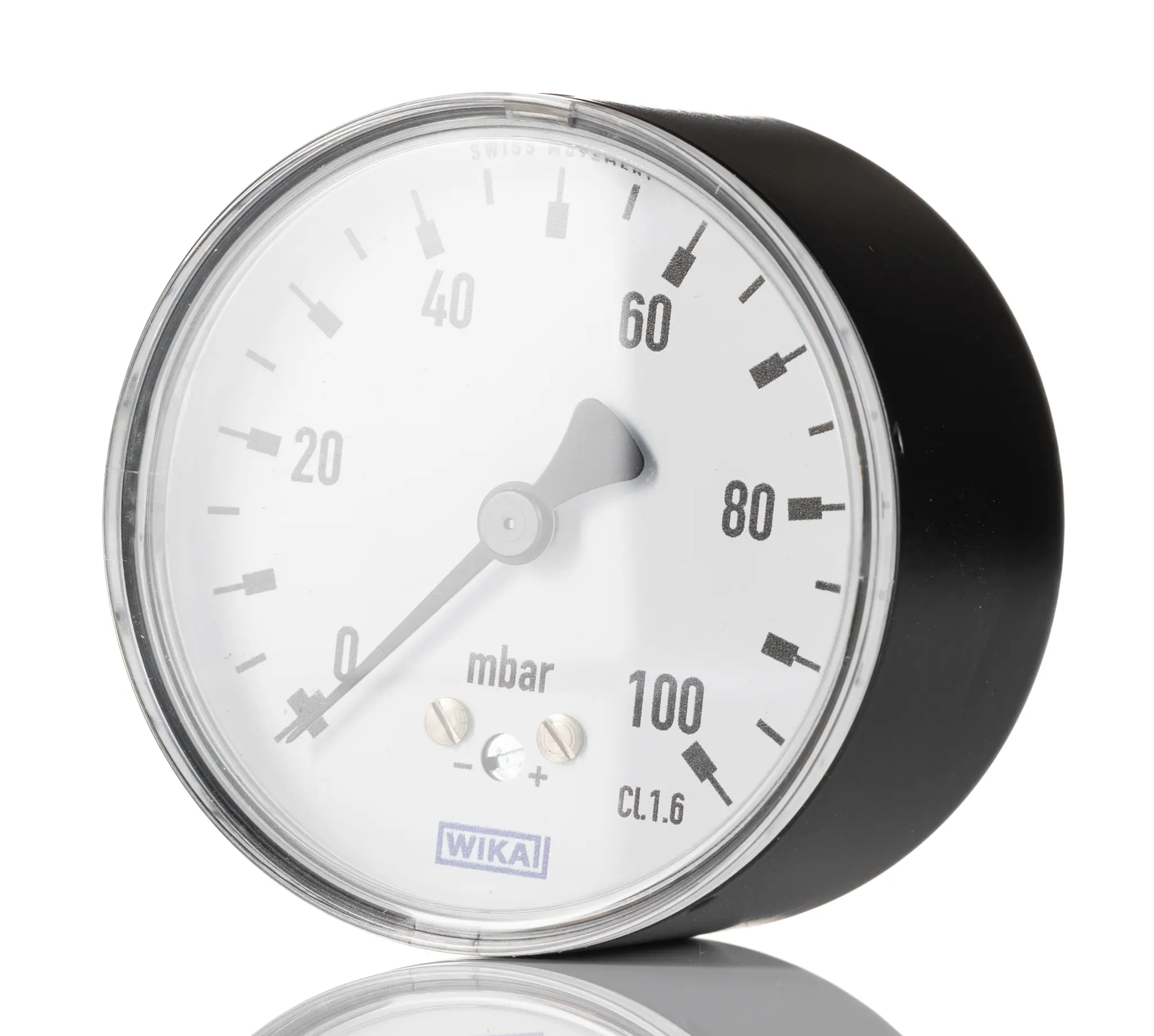 WIKA 611.10 6X1.10 Druckmessgerät Prozessanschluss hinten Analog 0bar → 100mbar, Ø 63mm NPT1/4