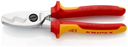 Produktfoto 1 von Knipex Knipex VDE 1000V zugelassen Glatt Kabelschere Schließer (NO) 200mm, Schneidleistung 20 mm