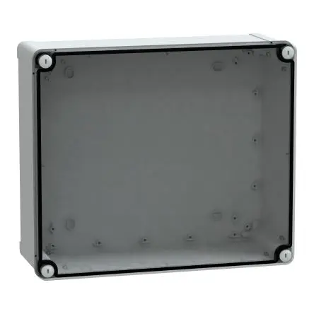Produktfoto 1 von Schneider Electric PanelSeT Polycarbonat Wandanschlusskasten Grau IP66 Transparente Tür, HxBxT 341 mm, 291 mm x 128 mm