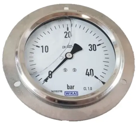 Produktfoto 1 von WIKA 213.53 213.53.100 Druckmessgerät Prozessanschluss hinten Analog 0bar → 40bar, Ø 100mm G1/2
