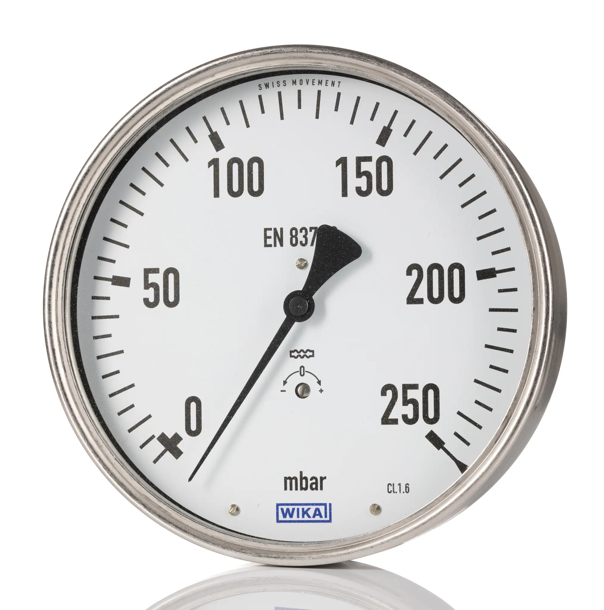 Produktfoto 1 von WIKA 612.20 612.20 Druckmessgerät Prozessanschluss hinten Analog 0bar → 0.06bar, Ø 100mm NPT1/2