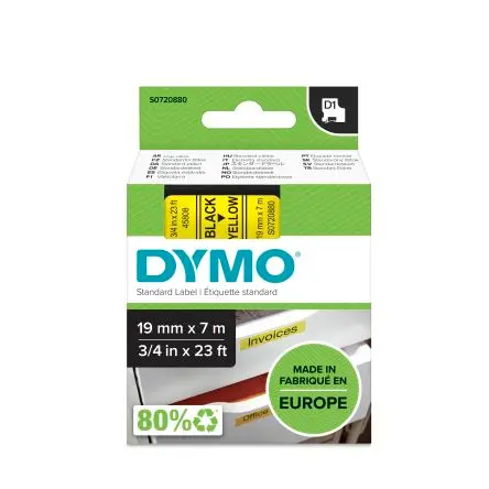 Produktfoto 1 von Dymo Beschriftungsband Schwarz für Dymo 420P, Dymo 500TS, Dymo 360, Dymo, mobiles Etikettiergerät, Dymo 450 DUO auf Gelb