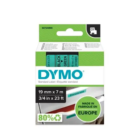 Produktfoto 1 von Dymo Beschriftungsband Schwarz für Dymo 500TS, Dymo 450 DUO, Dymo 420P, Dymo 360, Dymo, mobiles Etikettiergerät auf Grün