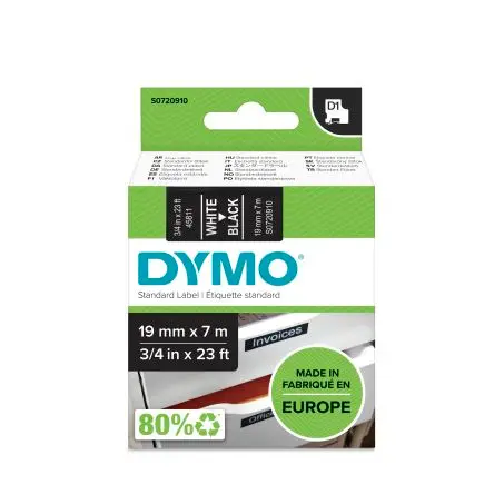 Produktfoto 1 von Dymo Beschriftungsband Weiß für Dymo 420P, Dymo 360, Dymo 500TS, Dymo, mobiles Etikettiergerät, Dymo 450 DUO auf Schwarz