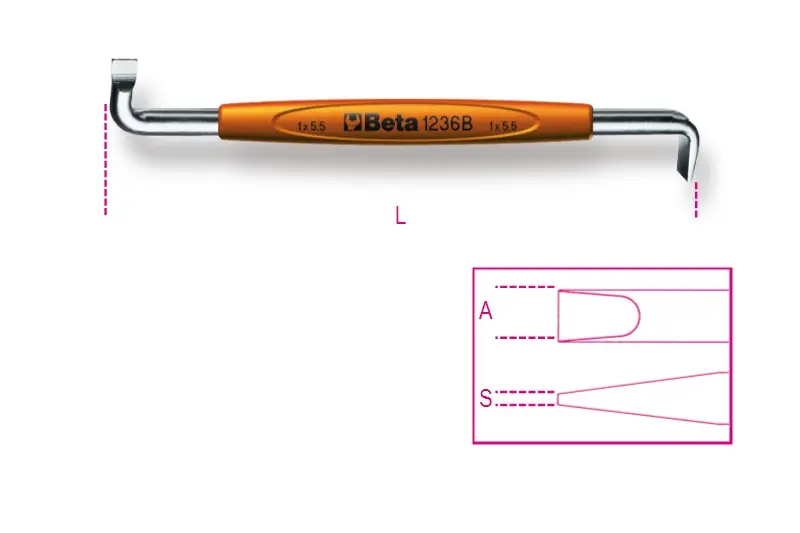 Produktfoto 1 von BETA 4 mm Winkel Schraubendreher, 100 mm / Klinge 4 mm