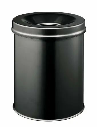 Produktfoto 1 von Durable Waste Basket Safe Round Stahl Mülleimer 15L Schwarz mit Klapp T 357 mm H. 357 mm B. 357mm Deckel ø 26 mm