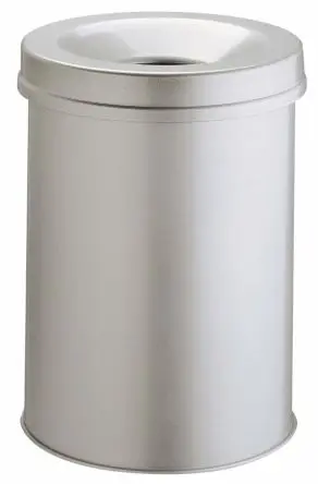 Produktfoto 1 von Durable Waste Basket Safe Round Stahl Mülleimer 15L Grau mit Klapp T 357 mm H. 357 mm B. 357mm Deckel ø 26 mm