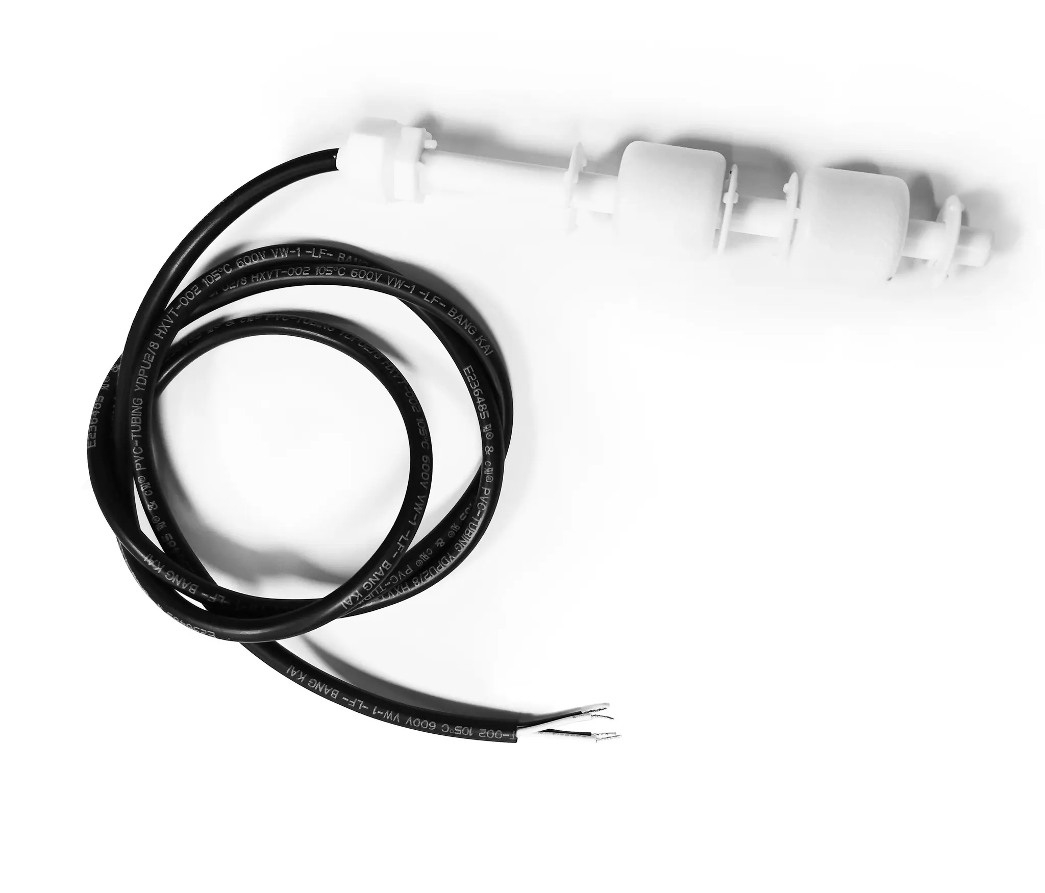 Produktfoto 1 von RS PRO Schwimmerschalter Kabel Silikon, 200 V dc, Nein, -40 °C 200 V ac → 85 °C, mit 350 mm Leitung