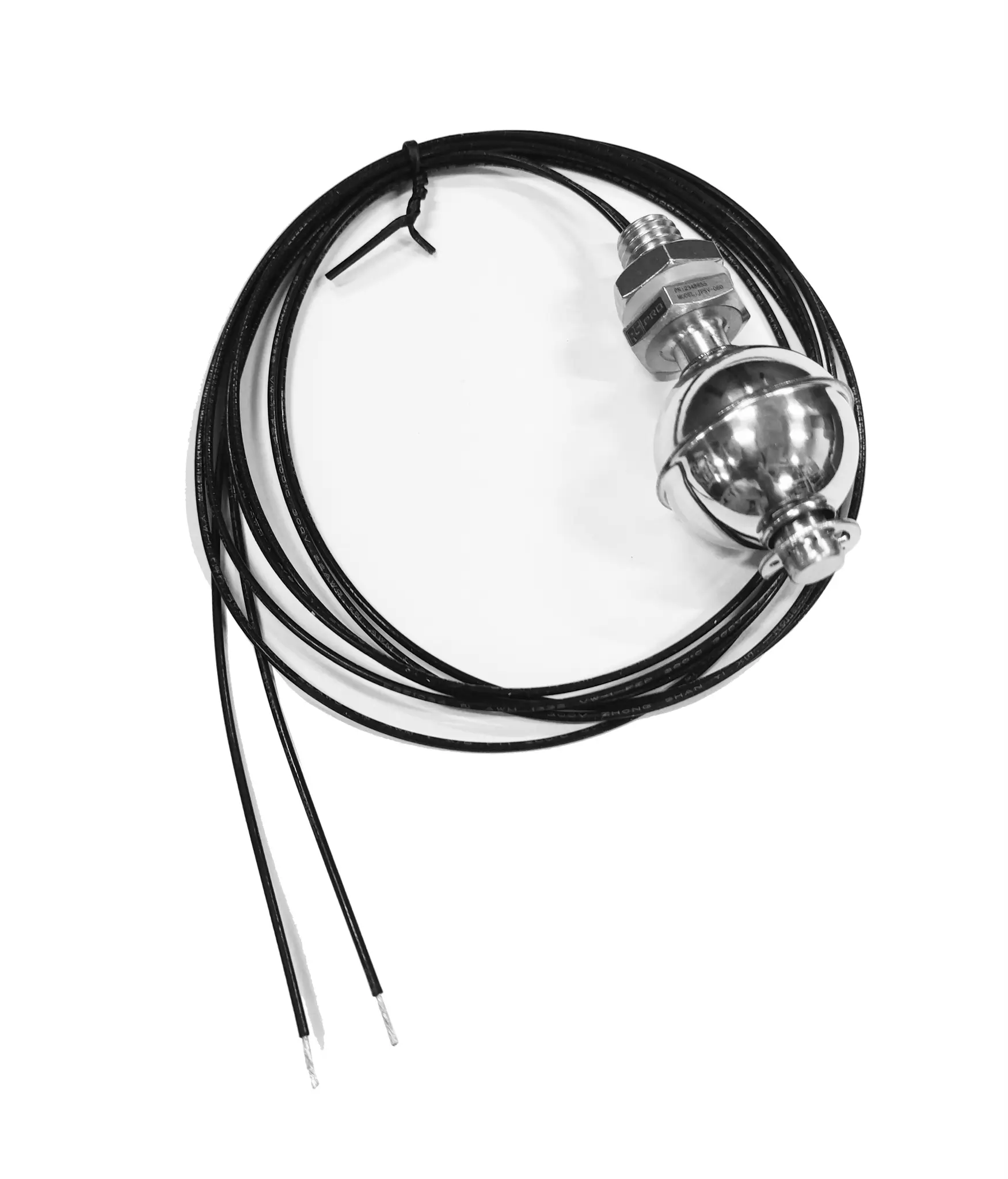 Produktfoto 1 von RS PRO Schwimmerschalter Kabel Silikon, 200 V dc, Nein, -20 °C 200 V ac → 110 °C, mit 1 m Leitung