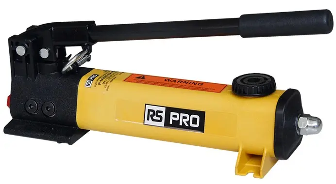 Produktfoto 1 von RS PRO Hydraulik-Handpumpe, 0.327 L Hand, Hub 12.7 mm, 3.62 cm³ / 0.9 cm³, 32.7 kg, 700 bar max., 2.5 kg