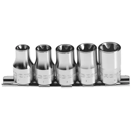 Produktfoto 1 von Facom Tragleiste mit Steckschlüsseleinsätzen 12.7 mm Vierkant 6-Kant E12 to E20 5-teilig