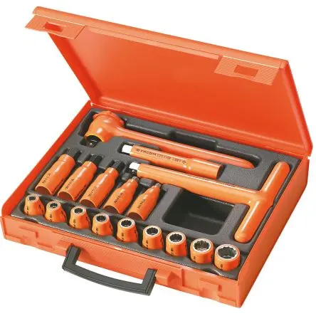 Produktfoto 1 von Facom Isolierter Werkzeugsatz 12.7 mm Vierkant 12-Kant 12 point 8, 10, 11, 12, 13, 14, 15, 17, 19 mm, Socket screwdriver