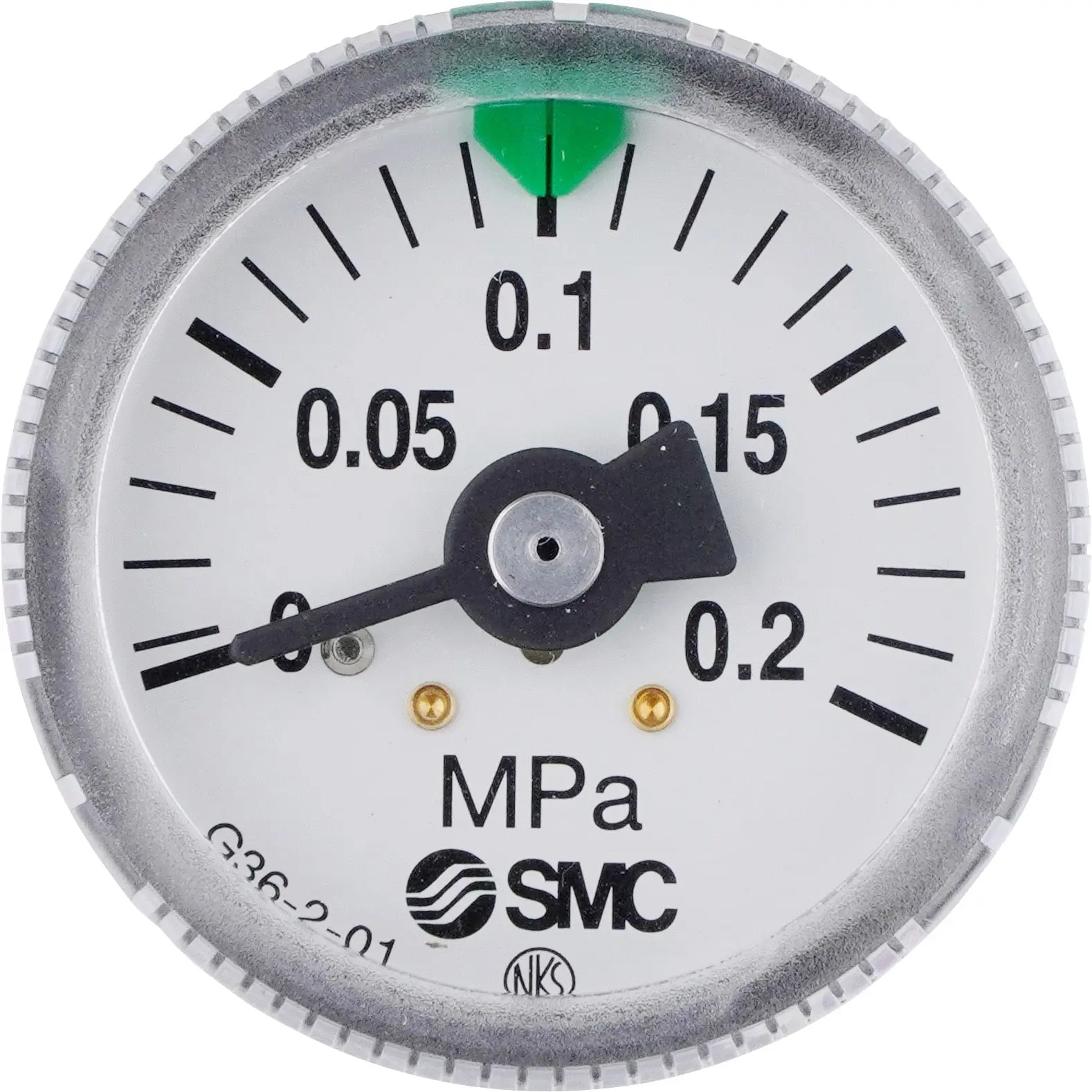 Produktfoto 1 von SMC Druckmessgerät Prozessanschluss hinten Analog 0bar → 2bar, Ø 37mm R1/8