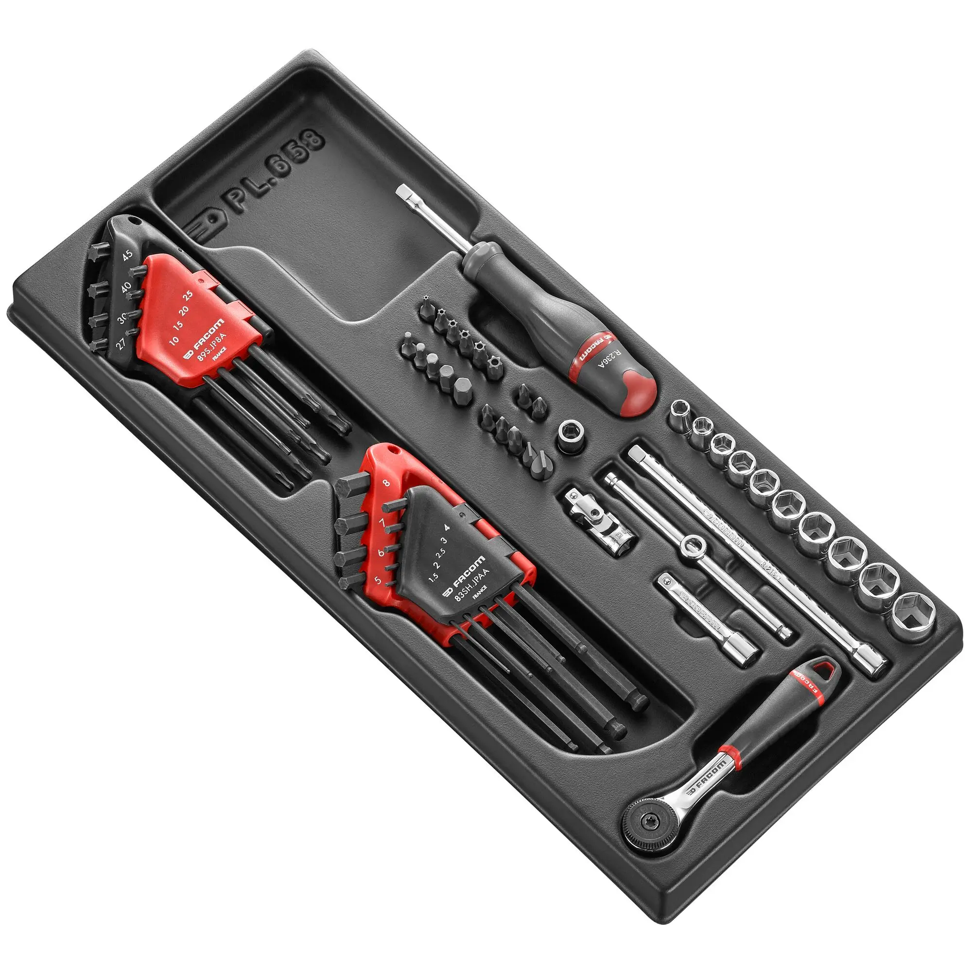 Produktfoto 1 von Facom Buchsenmodul Werkzeugsatz, Thermogeformter Tray 56-teilig