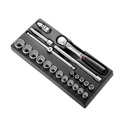 Produktfoto 1 von Facom Steckschlüsselsatz 12.7 mm Vierkant 6-Kant 3/8 in, 7/16 in, 1/2 in, 9/16 in, 19/32 in, 5/8 in, 21/32 in, 11/16 in,