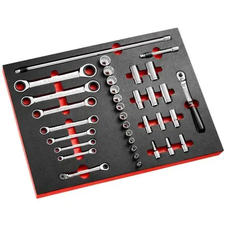 Produktfoto 1 von Facom Steckschlüsselsatz 9.53 mm Vierkant 6-Kant 13 sockets 3/8 in J de 1/4 in a 1 in, 11 long sockets 1/4 in J.LA de