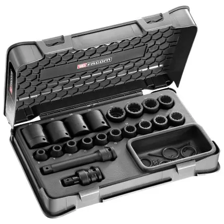 Facom Schlag-Steckschlüssel lang 1/2 in Vierkant Standard-Steckschlüssel 8 To 27 mm 20-teilig