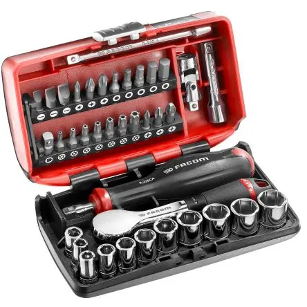 Produktfoto 1 von Facom Steckschlüsselsatz 1/4 in Vierkant Sechskant (1/4 in) 5.5, 6, 7, 8, 9, 10, 11, 12, 13, 14 mm, PH1, PH2, PH3, PZ1,