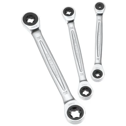 Produktfoto 1 von Facom Ringschlüsselsatz Ratschenringschlüssel, 3-teilig E10 x E12 mm, E14 x E18 mm, E6 x E8