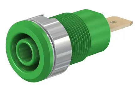 Produktfoto 1 von Staubli 4 mm Buchse Grün Buchse für Laborstecker, Kontakt Gold, 1000V 32A Stecker