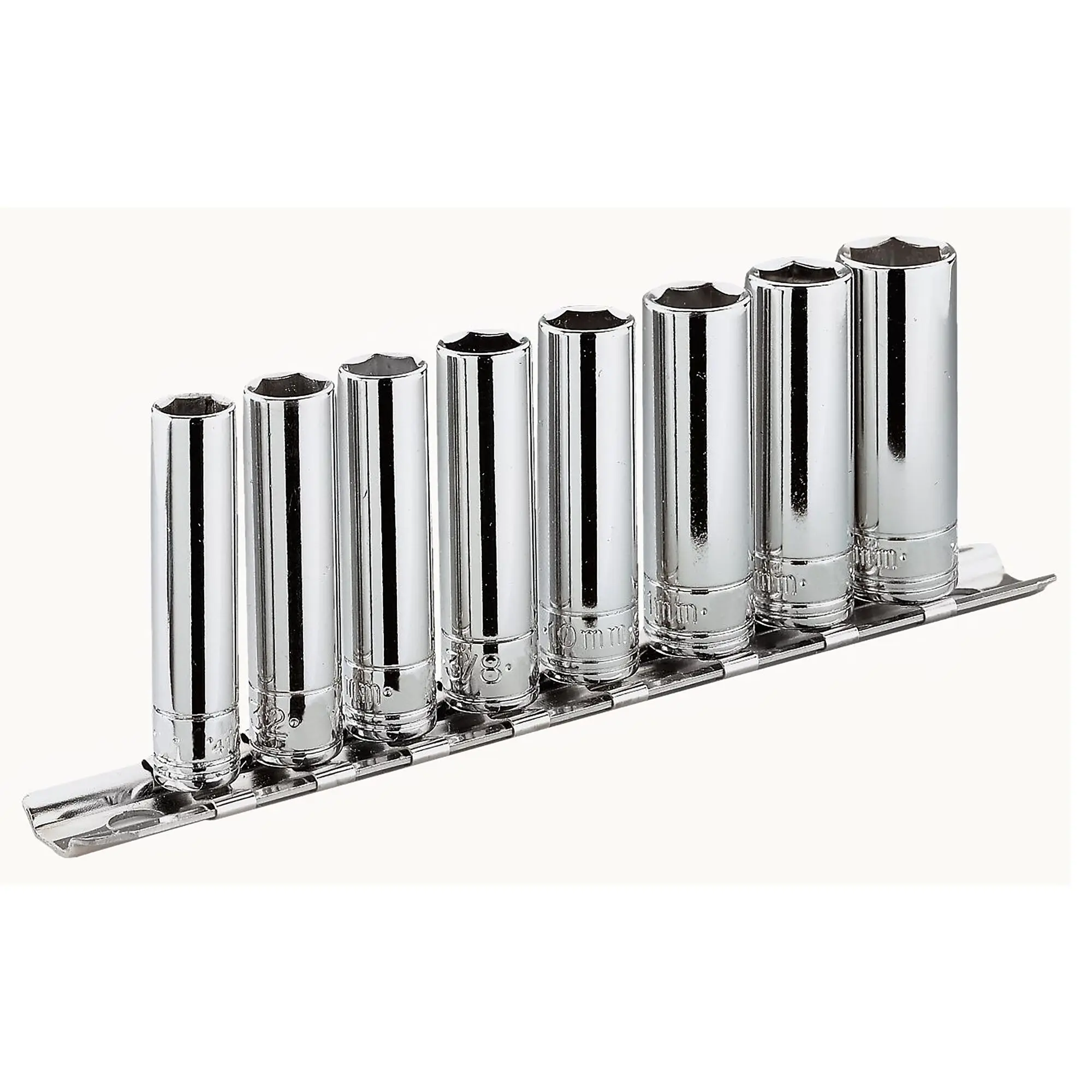 Produktfoto 1 von Facom 3/8 in Vierkant 12-Kant 1/4 in, 5/16 in, 3/8 in, 7/16 in, 1/2 in, 9/16 in, 5/8 in, 11/16 in 8-teilig