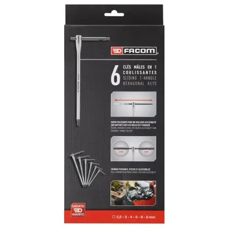 Produktfoto 1 von Facom Sechskantschlüsselsatz 6 T Metrisch 2.5 mm, 3 mm, 4 mm, 5 mm, 6 mm, 8 mm