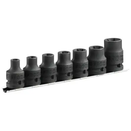 Produktfoto 1 von Facom Schlag-Steckschlüssel lang 1/2 in Vierkant Schlag E10, E12, E14, E16, E18, E20, E24 7-teilig