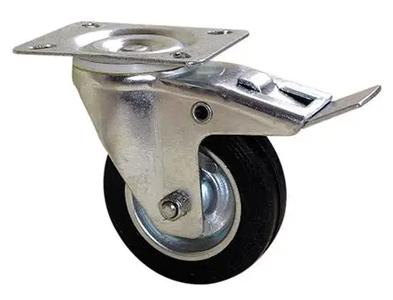 Produktfoto 1 von Guitel Hervieu Gebremst, schwenkbar Rolle, Rad ø 125 mm, 125 kg, Ges H. 158 mm, Rad B. 38 mm, Gummi