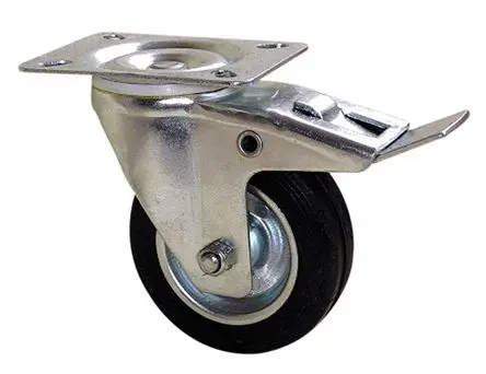 Produktfoto 1 von Guitel Hervieu Gebremst, schwenkbar Rolle, Rad ø 100 mm, 100 kg, Ges H. 130 mm, Rad B. 30 mm, Gummi