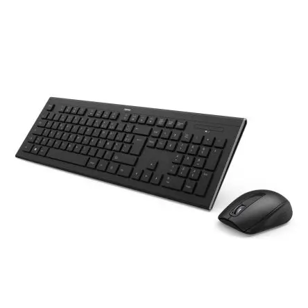 Produktfoto 1 von Hama F2182664 Tastatur & Maus Set, Drahtlos Tastatur, Drahtlos Maus, Tastatur Standard AZERTY (Frankreich) Schwarz