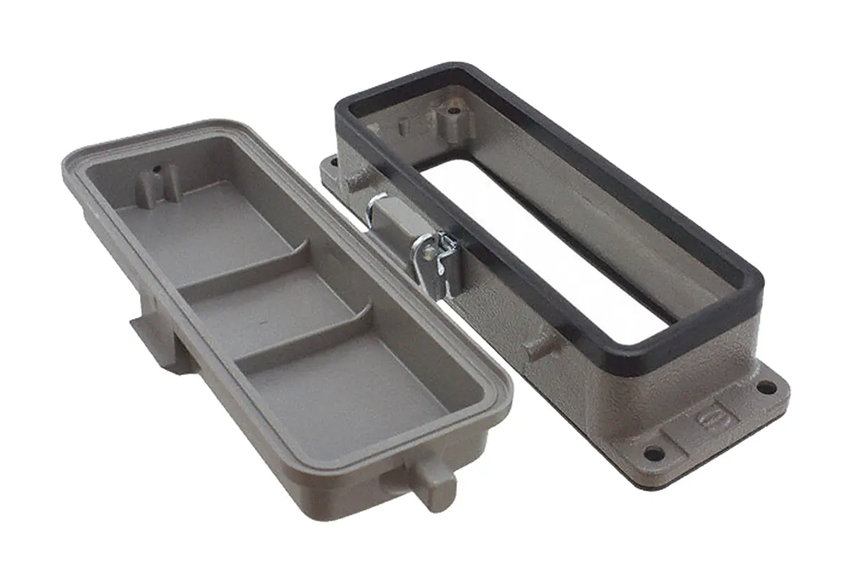 Produktfoto 1 von HARTING Han B Gehäuse für robusten Stromversorgungsstecker 2 Hebel 2 24B Steckverbindergehäuse, IP65